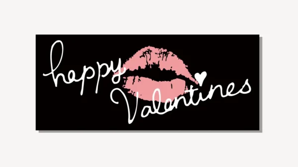 HAPPY VALENTINES ピンクリップ手書き風スタンプ